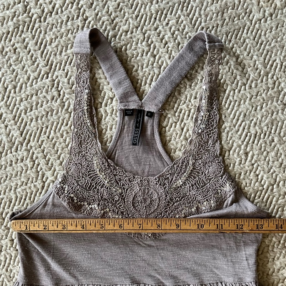 GUESS Sequin Ruffle Racerback Tank - S - Picture 8 of 9